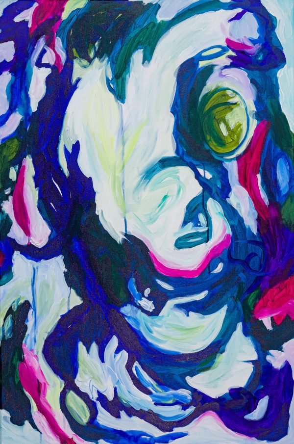 abstract acrylic painting blue green