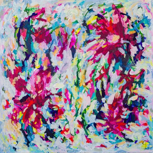 abstract floral acrylic painting